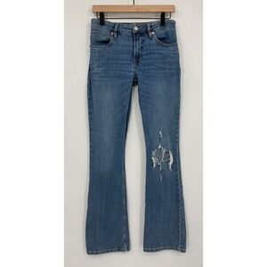 We The Free People Jeans Womens 27 Blue Flare Distressed‎ Denim Pants 32" Inseam